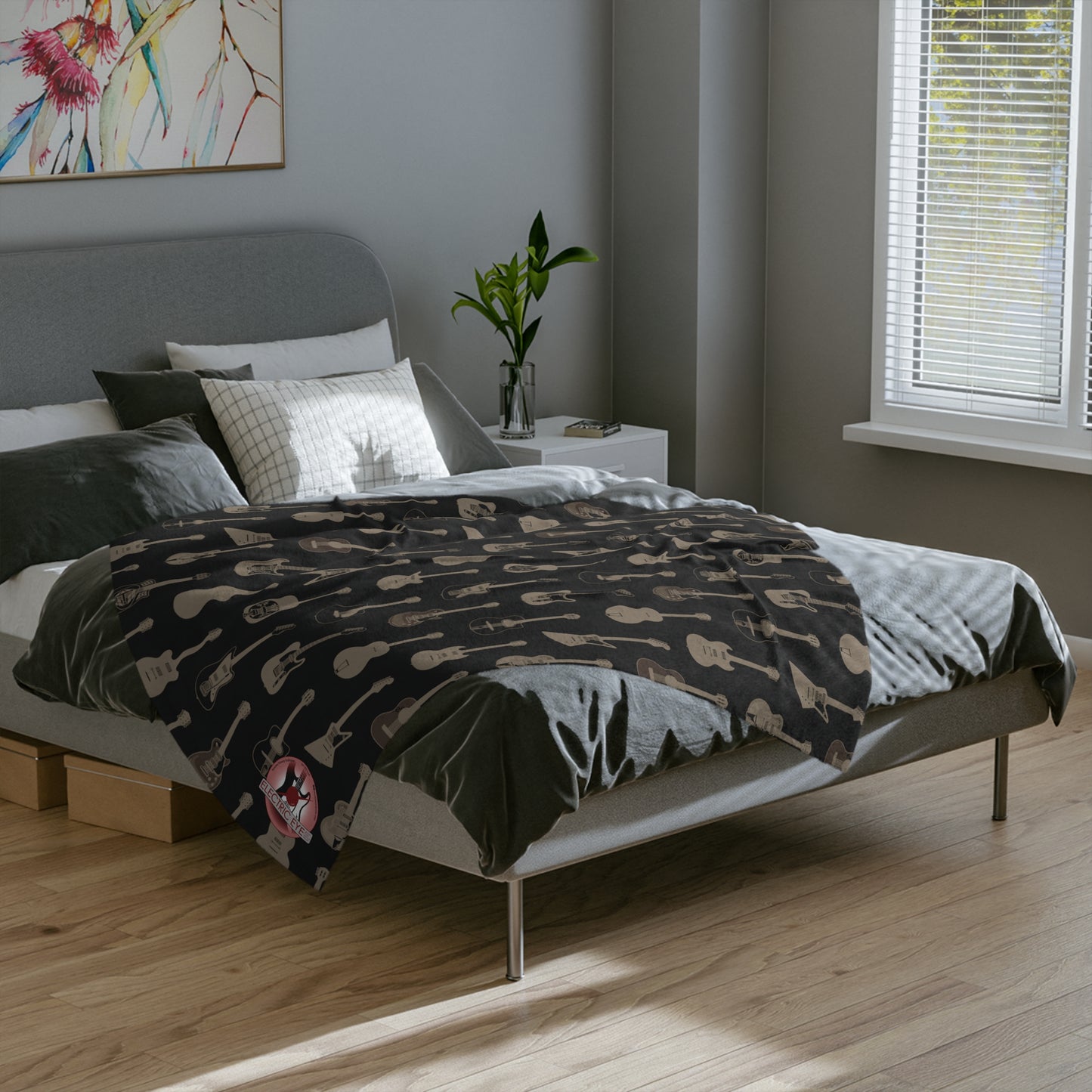 Guitar Pattern Velveteen Microfiber Blanket